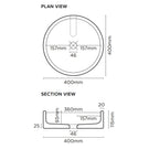 Technical Drawing: Nood Co Hoop Basin Surface Mount