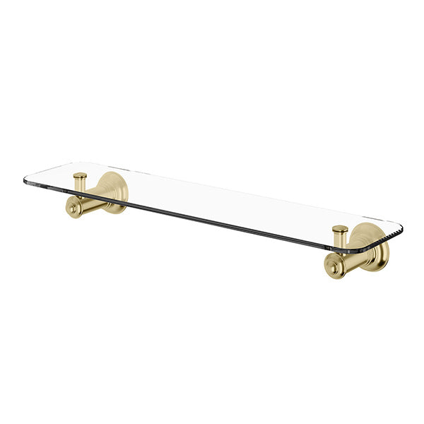 Phoenix Cromford Glass Shelf 450mm Brushed Gold - The Blue Space