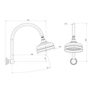 Technical Drawing; Phoenix Cromford Shower Arm and Rose