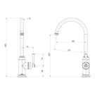 Technical Drawing; Phoenix Cromford Side Level Sink Mixer