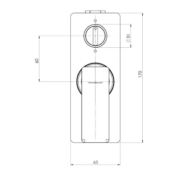 Technical Drawing; Phoenix Gloss MKII Shower / Bath Diverter Mixer Kit
