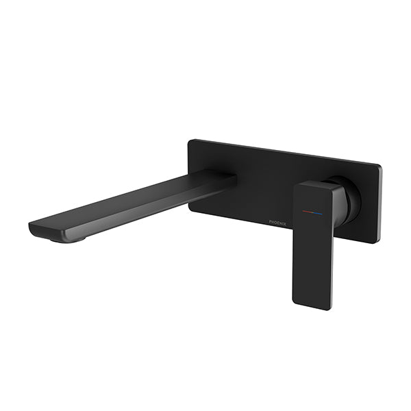 Phoenix Gloss MKII Wall Basin/Bath Mixer Set Matte Black