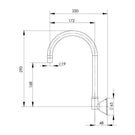 Phoenix Ivy Wall Sink Outlet 170mm Technical Drawing - The Blue Space