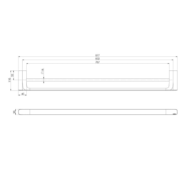 Phoenix Nuage Double Towel Rail 800mm - Matte White
