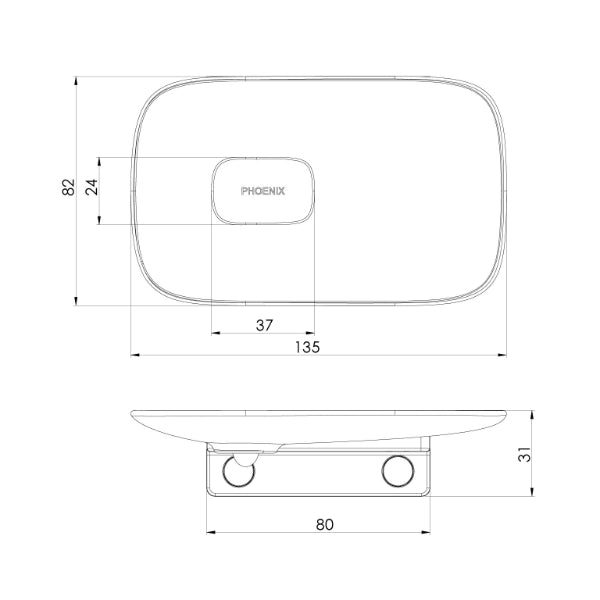 Phoenix Nuage Soap Dish Technical Drawing - The Blue Space