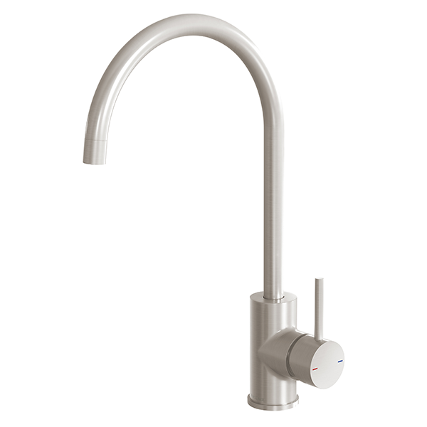 Phoenix Pina Sink Mixer 200mm Gooseneck Brushed Nickel - The Blue Space