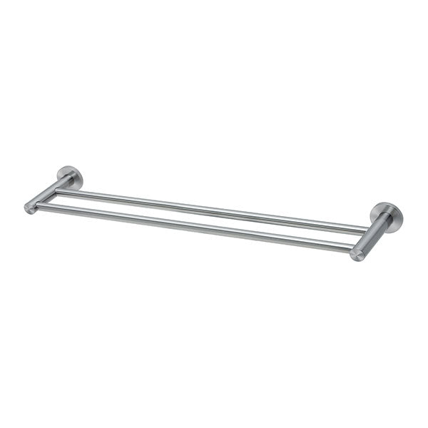 Phoenix Radii Stainless Steel Double Towel Rail Round Plate - The Blue Space