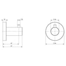 Phoenix Radii Stainless Steel Robe Hook Round Plate Technical Drawing - The Blue Space