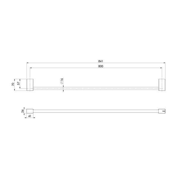 Phoenix Lexi MKII Single Towel Rail 600mm-800mm Matte Black