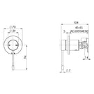 Phoenix Vivid Slimline Shower/Wall Mixer 316 Stainless Steel Technical Drawing - The Blue Space