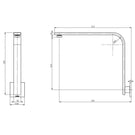 Phoenix Vivid Slimline Shower Arm Square Plate Technical Drawing  - The Blue Space