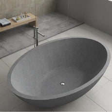 Pietra Bianca Maddison Round Stone Bath 1800 in Charcoal, White, Black, Grey, Ivory, Brown - The Blue Space