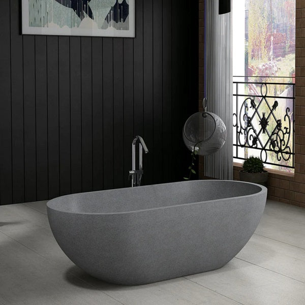 Pietra Bianca Ryese Stone Bath 1600 in Charcoal, White, Black, Grey, Ivory, Brown | The Blue Space