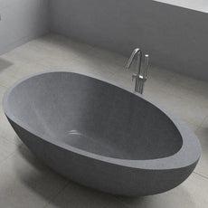Pietra Bianca Whitney Stone Bath 1600 in Charcoal, White, Black, Grey, Ivory, Brown | The Blue Space