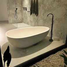 Pietra Bianca Whitney Stone Bath 1800 in Matte White, Black, Grey, Ivory, Brown | The Blue Space