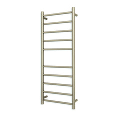Radiant 10 Bar Narrow/Small Round Heated Towel Ladder 430 x 1100 Brushed Nickel - The Blue Space