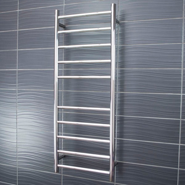 Radiant 12V 10 Bar Round Heated Towel Ladder 430w x 1100h - Polished SS