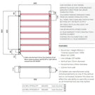 Technical Drawing: Radiant 12V Round 7 Bar Heated Towel Ladder 600w x 800h