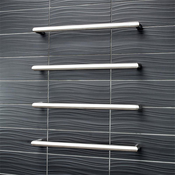 Radiant 12V Single Bar Round Heated Towel Rail Brushed Satin