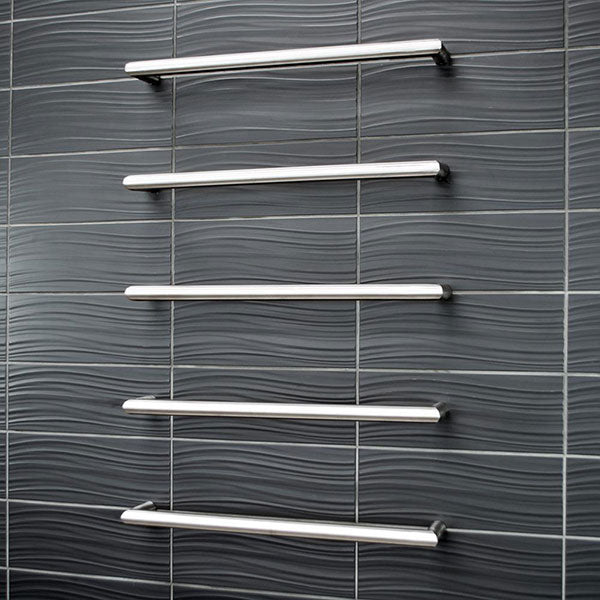 Radiant 12V Single Bar Round Heated Towel Rail Brushed Satin