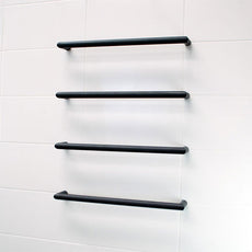 Radiant 12V Single Horizontal Round Heated Towel Rail Matte Black - Available in 500mm 600mm 800mm