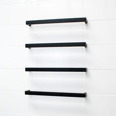 Radiant 12V Single Horizontal Bar Square Heated Rail Matte Black - Available in 500mm 600mm 800mm