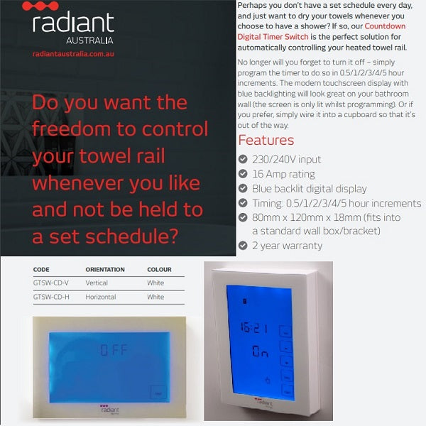 Product Features: Radiant Countdown Digital Timer Switch