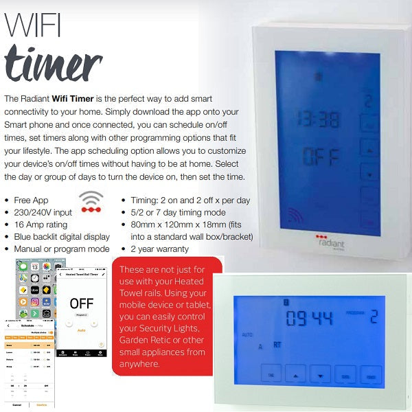 Product Features: Radiant Digital Dual Timer and Thermostat With WiFi