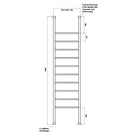 Radiant 500 x 2400mm Round Bar Floor to Ceiling Heated Towel Ladder Technical Drawing - The Blue Space