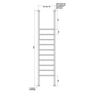 Radiant 500 x 2700mm Round Bar Floor to Ceiling Heated Towel Ladder Technical Drawing - The Blue Space