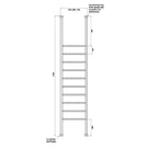 Radiant 700 x 2700mm Round Bar Floor to Ceiling Heated Towel Ladder Technical Drawing - The Blue Space