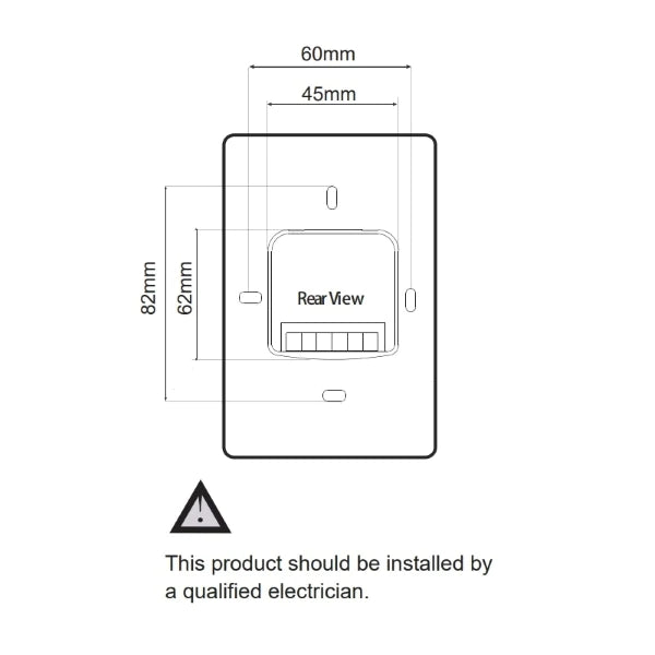 Radiant Premium Range Glass Front Digital Timer Technical Drawing - The Blue Space