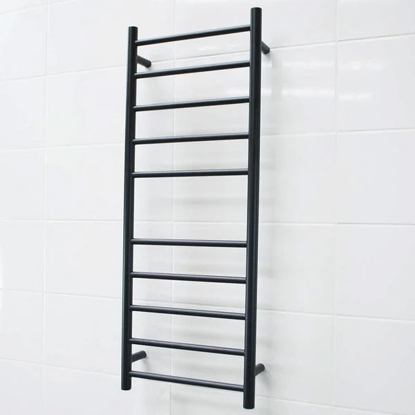 Radiant Round 10 Bar Heated Towel Ladder 430 x 1100 Matte Black