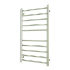 Radiant Round 10 Bar Heated Towel Ladder 600 x 1100 Brushed Stainless Steel - The Blue Space