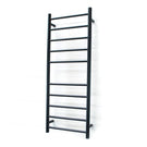 Radiant Round 10 Bar Narrow/Small Heated Towel Rail Ladder 430x1100 Matte Black - The Blue Space