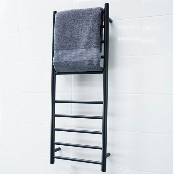 Radiant Round 10 Bar Non-Heated Towel Ladder 430 x 1100 Matte Black - The Blue Space