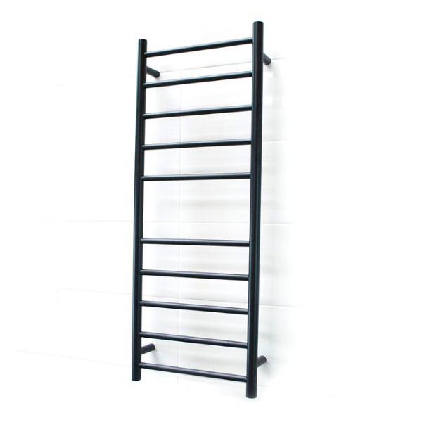 Radiant Round 10 Bar Non-Heated Towel Ladder 430 x 1100 Matte Black - The Blue Space