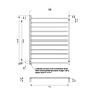 Radiant Round 11 Bar Heated Towel Ladder 900 x 1100 Technical Drawing - The Blue Space