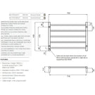 Technical Drawing: Radiant Round 5 Bar Heated Towel Ladder 750w x 550h