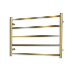 Radiant Round 5 Bar Heated Rail 750x550 Gold Finish - The Blue Space