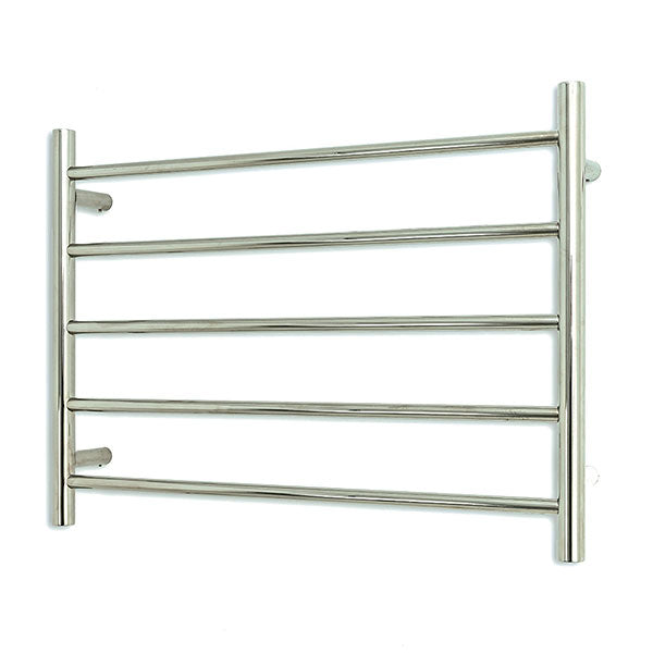 Radiant Round 5 Bar Heated Towel Rail 750x550 Polished Stainless Steel - The Blue Space