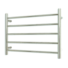 Radiant Round 5 Bar Heated Towel Rail 750x550 Polished Stainless Steel - The Blue Space