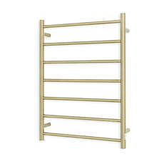 Radiant 12V 7 Bar Round Heated Towel Rail 600x800 Light Gold - The Blue Space