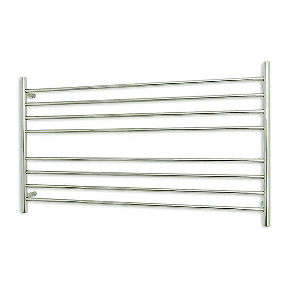Radiant Round 8 Bar Large Heated Towel Rail 1300x750 Polished Stainless Steel - The Blue Space