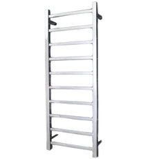 Radiant Square 10 Bar Heated Towel Rail 430x1100 Polished Stainless Steel - The Blue Space