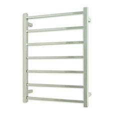 Radiant Square 7 Bar Heated Towel Rail 600 x 800 Polished Stainless Steel - The Blue Space