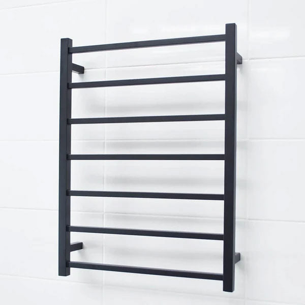 Radiant Square 7 Bar Heated Rail 600 x 800 Matte Black - The Blue Space