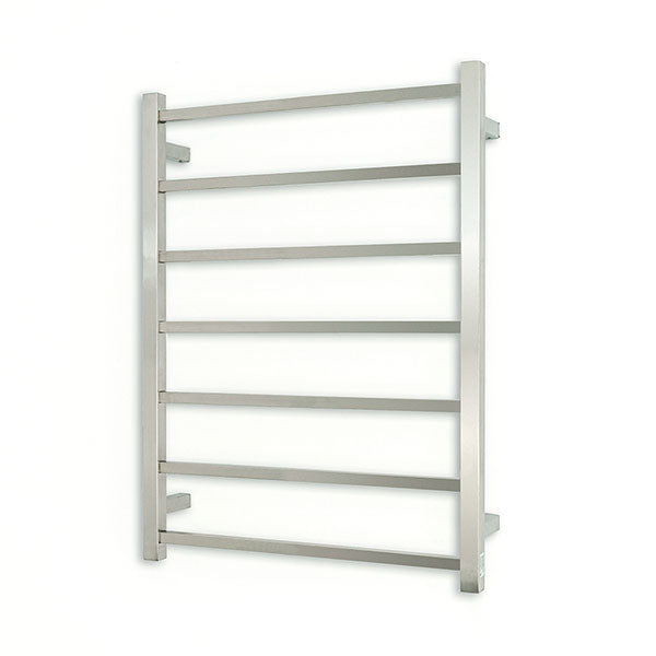 Radiant Square 7 Bar Heated Towel Rail 600x800 Brushed Stainless Steel - The Blue Space