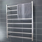 Radiant Square 8 Bar Heated Towel Ladder 800 x 1000 Polished Stainless Steel - The Blue Space