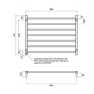 Radiant Square 7 Bar Heated Rail 950 x 750 Technical Drawing - The Blue Space
